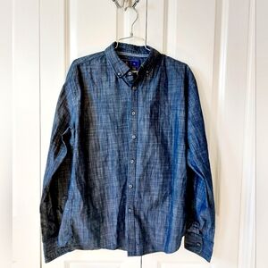 Dark Chambray Button Down‎ Shirt size XL Rugby University Denim Look